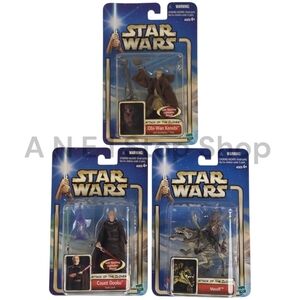 Star Wars Attack of the Clones Obi-Wan Kenobi, Count Dooku & Massiff Hasbro 2002